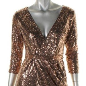 Women's Small Copper Sequin Wrap Dress by Aqua